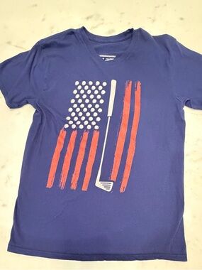 USA Patriot Flag With Golf Club TShirt Men’s Size Medium